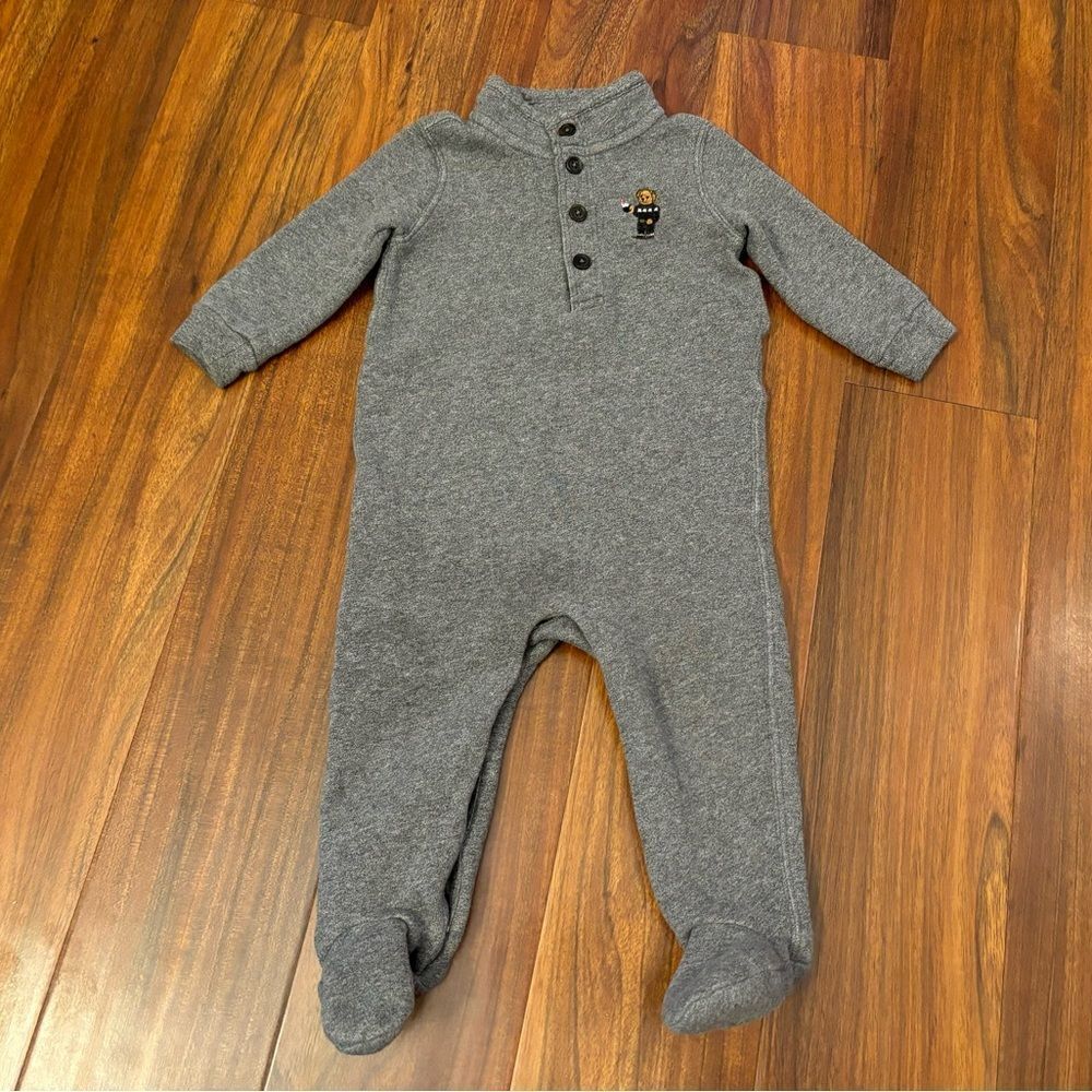 Ralph Lauren Polo Bear embroidered footed jumpsuit